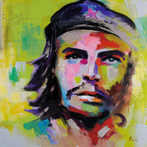 Tablou multicolor din canvas si lemn 100x100 cm Che Guevara Ter Halle