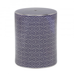 Taburet decorativ albastru/argintiu din ceramica 33 cm Umphang Thai Natura