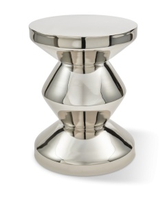 Taburet rotund argintiu din metal 36 cm Zig Zag Pols Potten