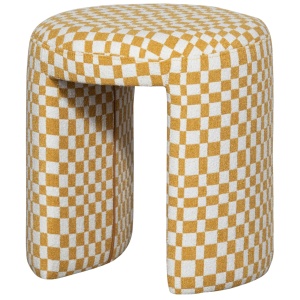 Taburet rotund din textil alb/galben 45 cm Charlie Woood