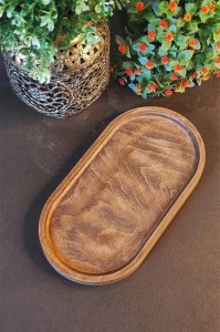 Tava ovala bej din lemn 13x27 cm Byv The Home Collection