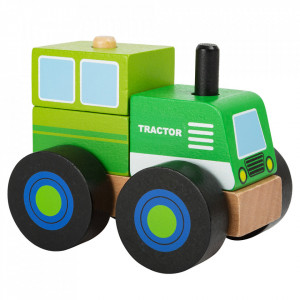 Tractor de jucarie 4 piese din lemn Vehicle Small Foot