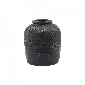 Vaza decorativa neagra din ciment 21 cm Siliguri House Doctor