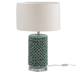 Veioza alba/verde din ceramica 45 cm Yoko Thai Natura