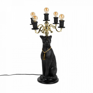 Veioza neagra din fier pentru 5 becuri 62 cm Proudly Crowned Panther Bold Monkey
