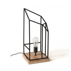 Veioza neagra/maro din lemn de mango si metal 54 cm Benka Kave Home