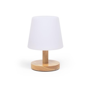 Veioza pentru exterior alba/maro din fibre sintetice cu USB 22 cm Ambar Kave Home
