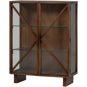 Vitrina din lemn maro inchis 132 cm Kella Woood