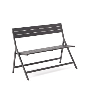 Banca exterior pliabila neagra din metal 120 cm Torreta Kave Home