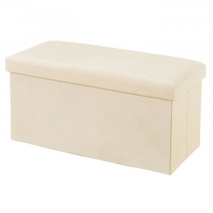 Bancheta crem din MDF si catifea 76 cm Tucker The Home Collection