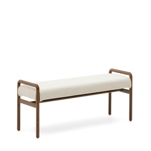 Bancheta exterior crem/maro inchis din lemn 120 cm Macaret Kave Home