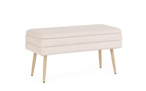 Bancheta maro/alba din textil 80 cm Olga Bizzotto