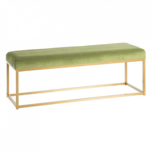 Bancheta verde din catifea si fier 120 cm Ukuma The Home Collection