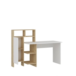 Birou cu etajera alb/maro 60x71 cm Bugra The Home Collection