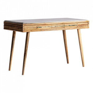 Birou multicolor din marmura si lemn de mango 62x144 cm Plissé Vical Home