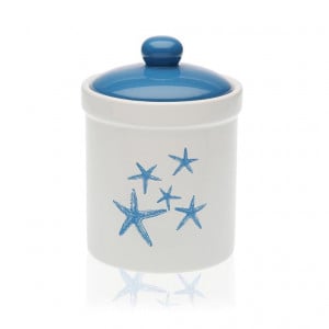 Borcan cu capac alb/albastru din ceramica 11x15,1 cm Blue Sea Pot Mini Versa Home