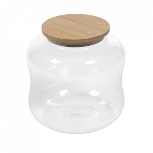Borcan cu capac transparent din sticla si bambus 3,4 L Cirene Kave Home
