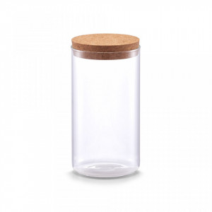 Borcan transparent/maro cu capac din sticla si pluta 1100 ml Storage Jar Cork Zeller