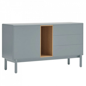 Bufet inferior gri perlat/maro din lemn 140 cm Corvo Teulat