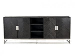 Bufet inferior negru/argintiu din lemn si inox 225 cm Blackbone Sideboard Big Richmond Interiors