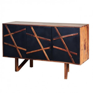 Bufet inferior negru/maro din lemn de palisandru indian 140 cm Kanpur Giner y Colomer