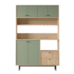 Bufet maro stejar/verde din metal 180 cm Rita The Home Collection