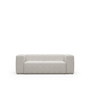 Canapea alba din textil pentru 2 persoane Blok Boucle FR Kave Home