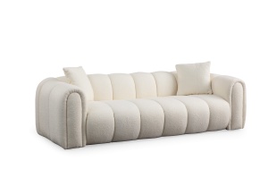 Canapea alba din textil pentru 3 persoane Puffy The Home Collection