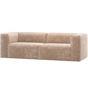 Canapea crem din textil pentru 5 persoane Bean Chenile Woood