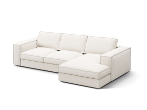 Canapea cu colt alba din textil pentru 3 persoane Pola Right Micadoni