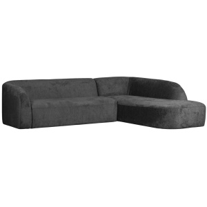 Canapea cu colt albastra din catifea 274 cm Sloping Right Woood