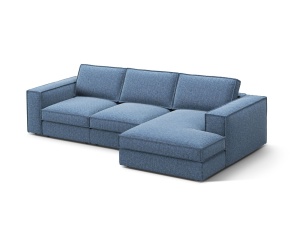 Canapea cu colt albastru inchis din textil pentru 3 persoane Pola Right Micadoni