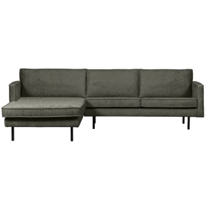 Canapea cu colt albastru inghet din catifea 300 cm Rodeo Left FR Woood