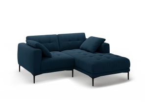 Canapea cu colt albastru royal din catifea pentru 2 persoane Bemy Right Velvet Micadoni
