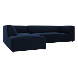Canapea cu colt albastru royal din catifea pentru 4 persoane Ruby M Left Micadoni