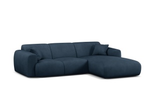 Canapea cu colt albastru royal din textil pentru 4 persoane Molino Chenile Right Micadoni