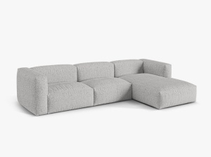 Canapea cu colt argintie din textil pentru 3 persoane Martina Right Boucle Micadoni
