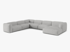 Canapea cu colt argintie din textil pentru 6 persoane Martina Boucle Left Micadoni