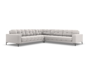 Canapea cu colt argintie/neagra din catifea pentru 6 persoane Mamaia Symmetrical Left Right Micadoni