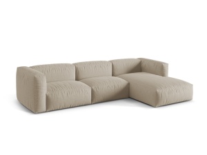 Canapea cu colt bej deschis din textil pentru 3 persoane Martina Right Micadoni