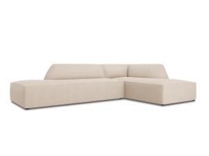 Canapea cu colt bej deschis din textil pentru 4 persoane Ruby Ottawa Right Micadoni