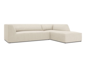 Canapea cu colt bej deschis din textil pentru 4 persoane Ruby Scala Corduroy Right Micadoni