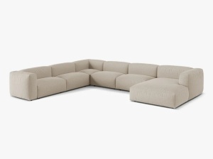 Canapea cu colt bej deschis din textil pentru 6 persoane Martina Left Micadoni