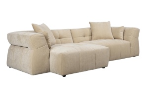 Canapea cu colt bej din catifea pentru 4.5 persoane Hodge Left Dutchbone