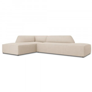 Canapea cu colt bej din textil pentru 4 persoane Ruby Left Micadoni