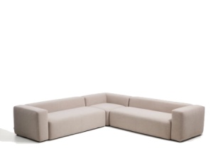 Canapea cu colt bej din textil pentru 5 persoane Blok Chenille Symmetrical Kave Home