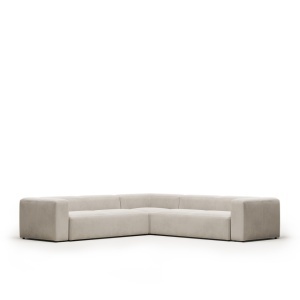 Canapea cu colt bej din textil pentru 6 persoane Blok Kave Home