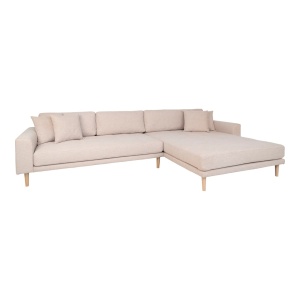 Canapea cu colt bej nisipiu din textil 290 cm Lido Right House Nordic