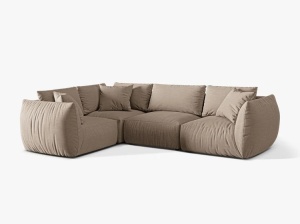 Canapea cu colt bej nisipiu din textil pentru 4 persoane Chris Alfa Left Micadoni