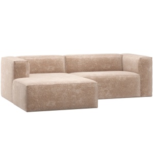 Canapea cu colt crem din catifea 254 cm Bean Chenille Left Woood